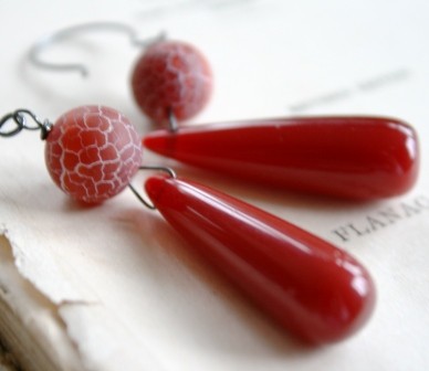 Pepperpot Earrings - Rusty Red Quartz, Carnelian and Oxidized Sterling Silver